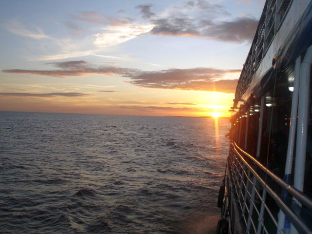 sunset on boat